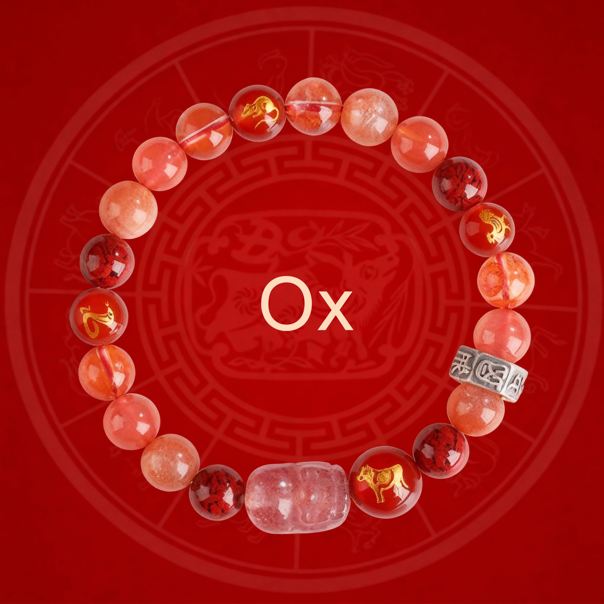 Zodiac Fortune Bracelet Adorned With Sacred Cinnabar & Natural Crystal & Legendary Pi Xiu