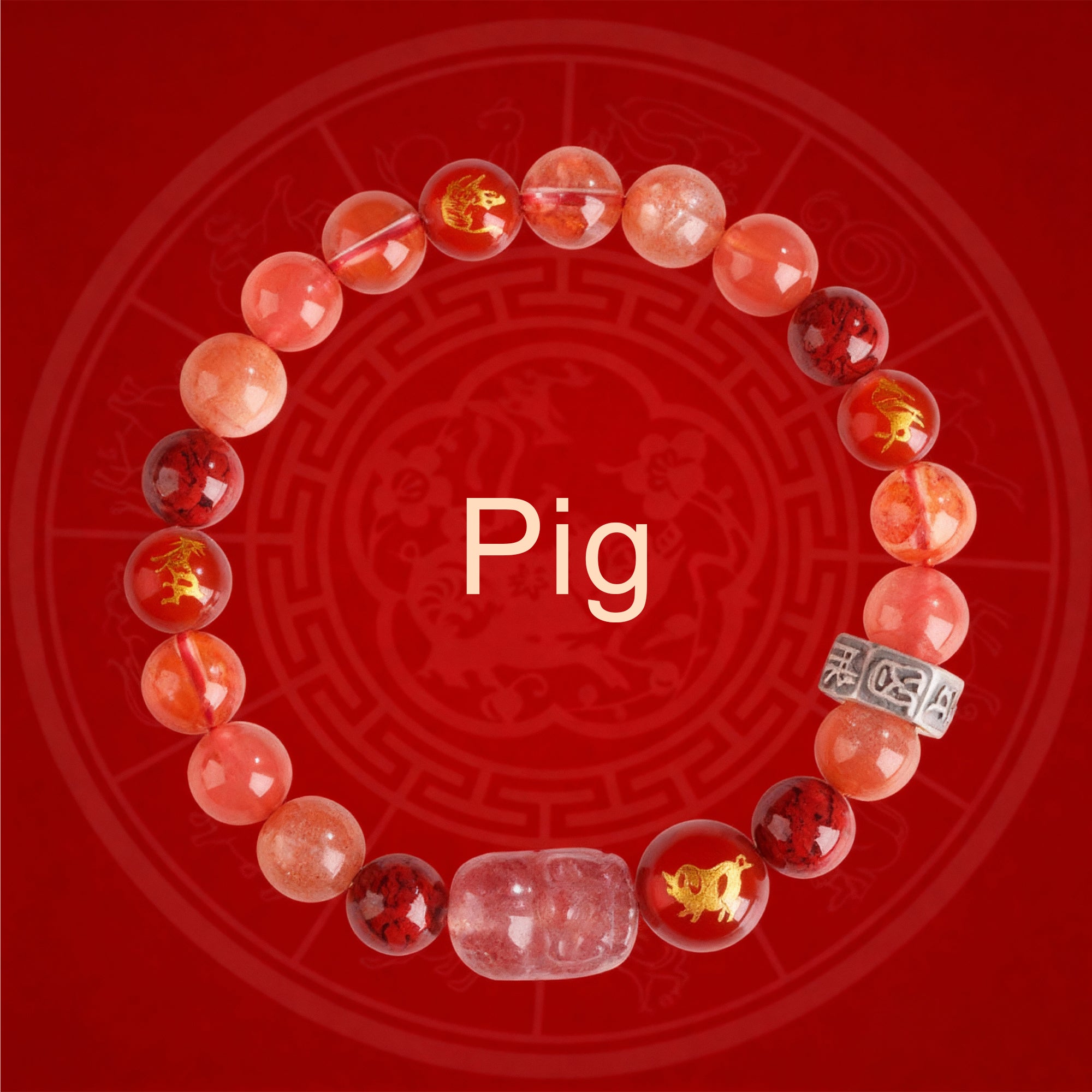 Zodiac Fortune Bracelet Adorned With Sacred Cinnabar & Natural Crystal & Legendary Pi Xiu