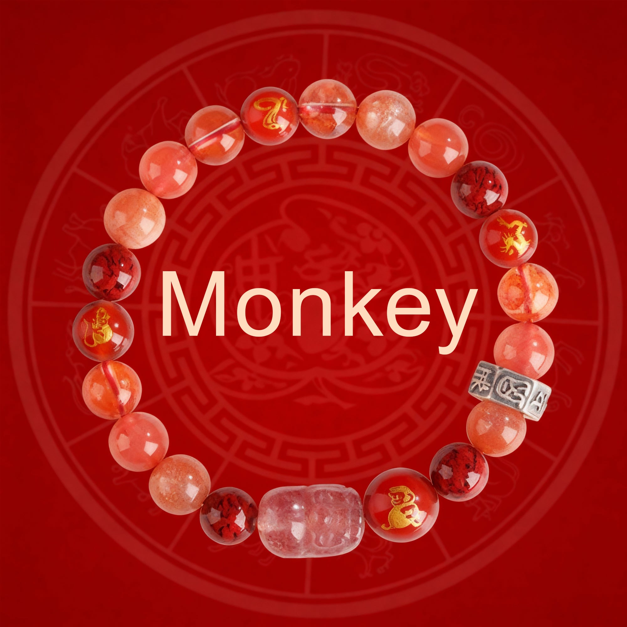 Zodiac Fortune Bracelet Adorned With Sacred Cinnabar & Natural Crystal & Legendary Pi Xiu