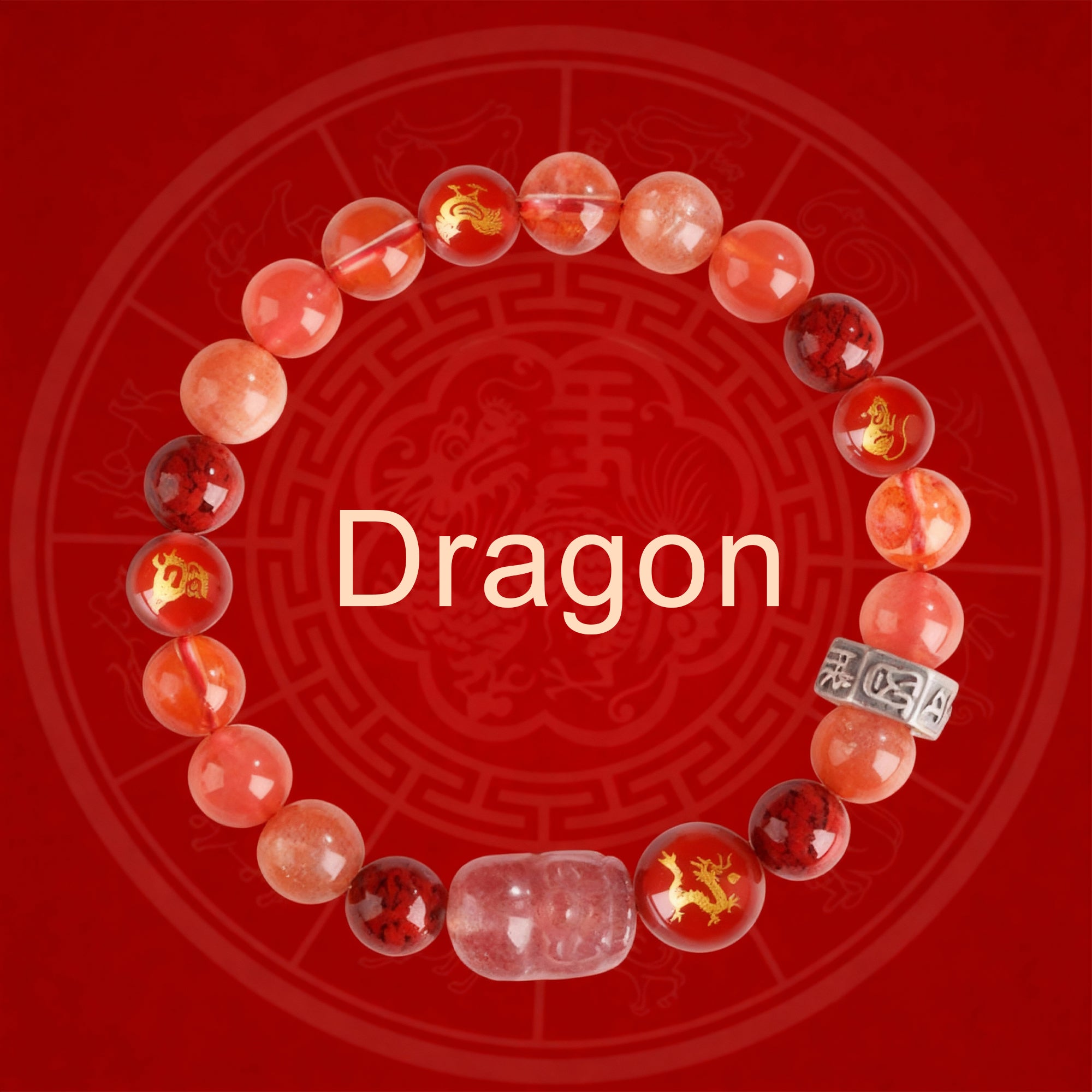Zodiac Fortune Bracelet Adorned With Sacred Cinnabar & Natural Crystal & Legendary Pi Xiu