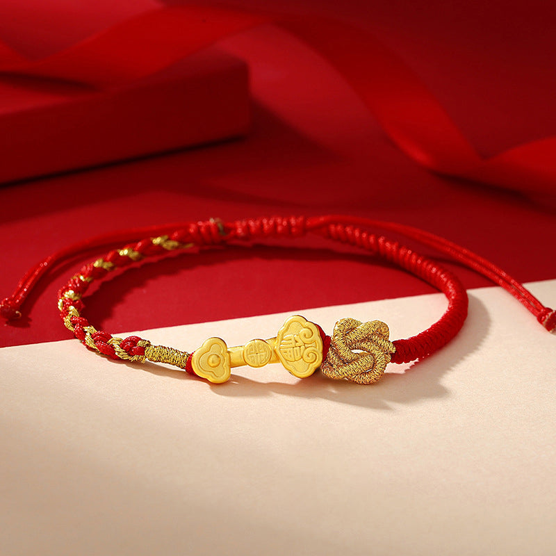 Letitdao Wishful & Auspicious & Lucky Hand-woven Twin Knot Red String Bracelet