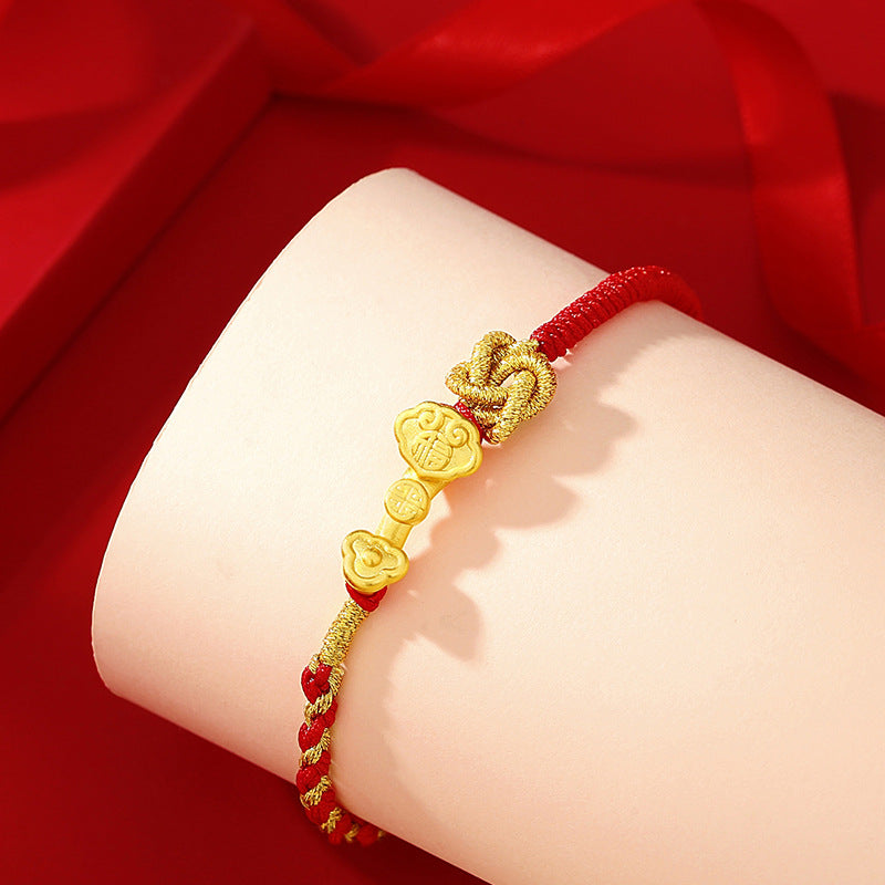 Letitdao Wishful & Auspicious & Lucky Hand-woven Twin Knot Red String Bracelet