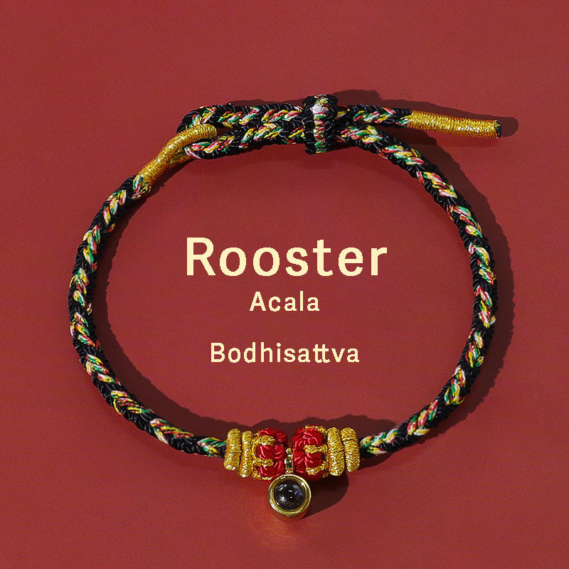 Letitdao Eight Guardian Gods Halo Bracelet Hand-Woven Zodiac Red Rope