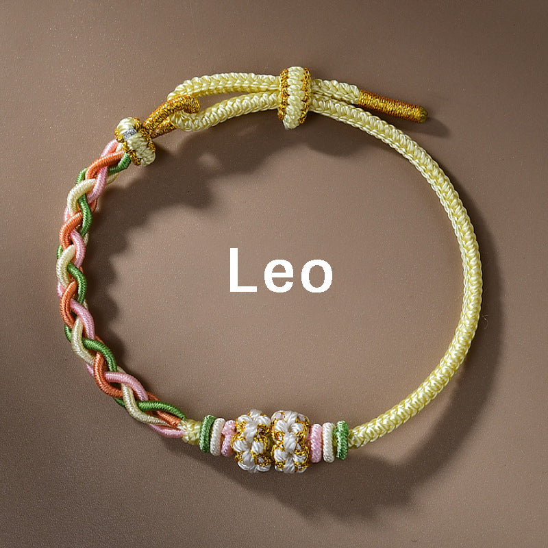 Letitdao 12 Zodiac Signs Handmade Macrame Red String Bracelet for Luck