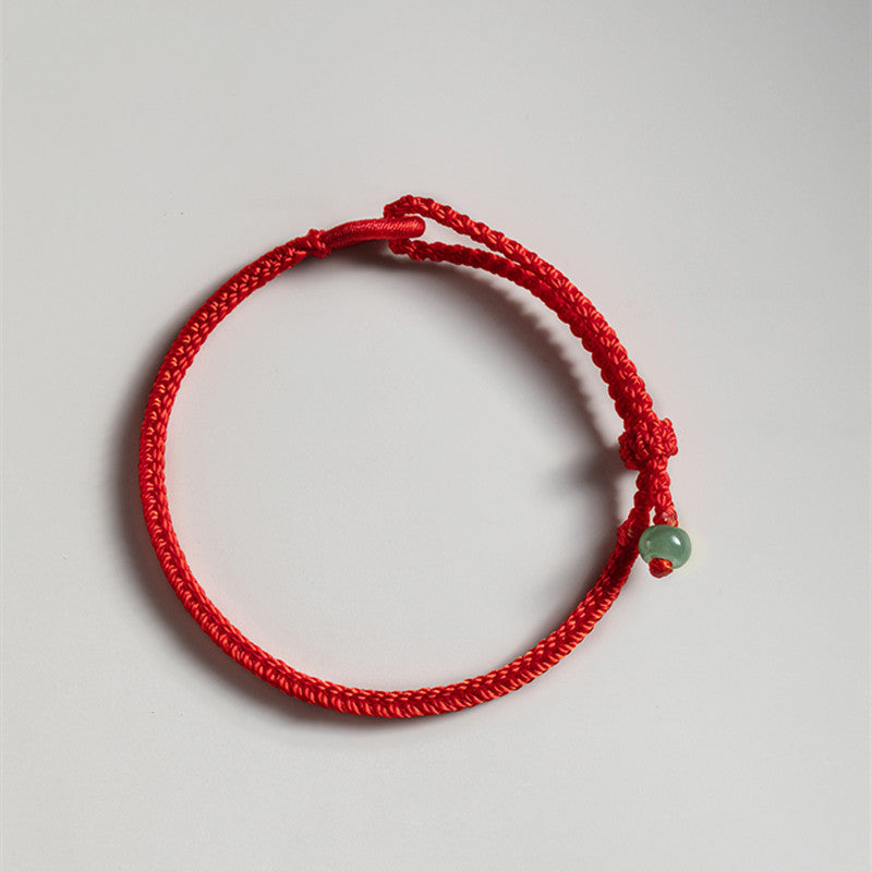 Letitdao Hand-Woven Jade Lucky & Wealth Red String Bracelet