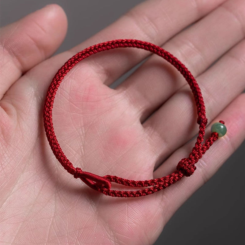 Letitdao Hand-Woven Jade Lucky & Wealth Red String Bracelet