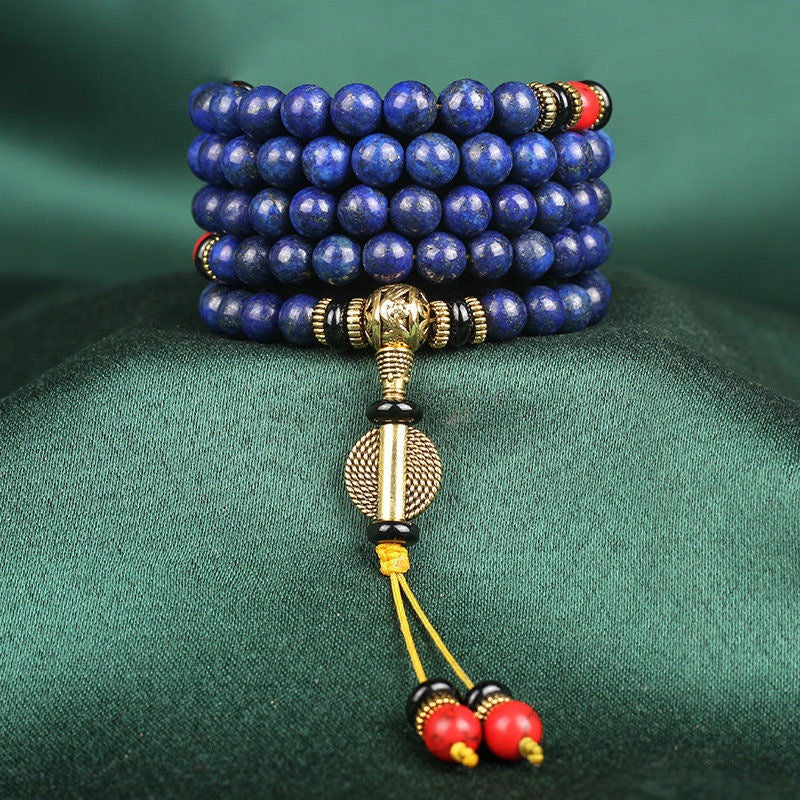 Letitdao Lapis Lazuli & Turquoise 108-Bead Bracelet