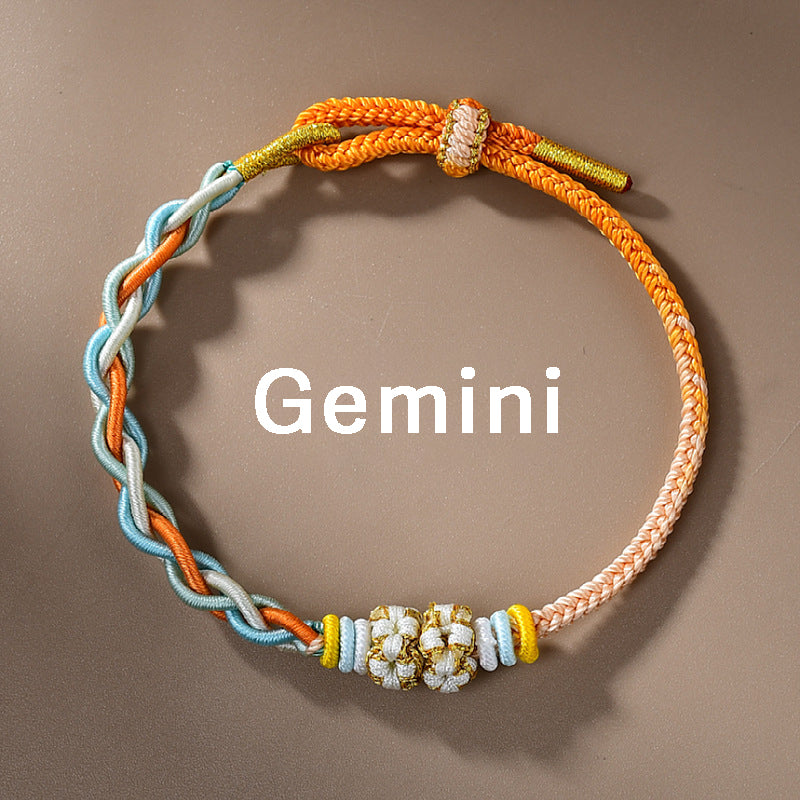Letitdao 12 Zodiac Signs Handmade Macrame Red String Bracelet for Luck