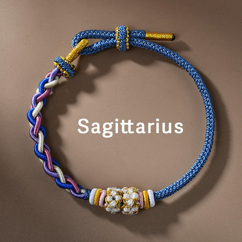 Letitdao 12 Zodiac Signs Handmade Macrame Red String Bracelet for Luck