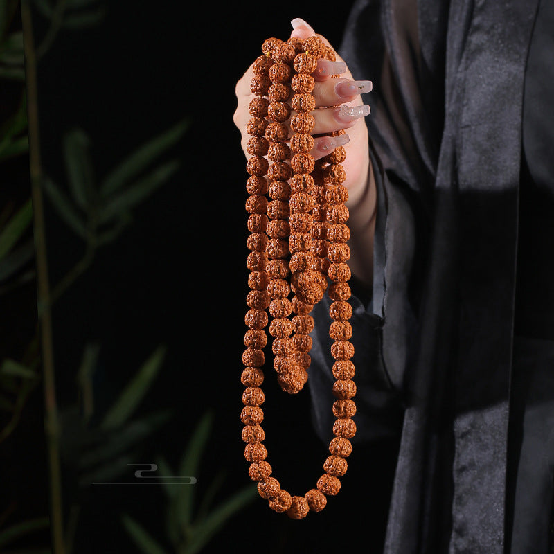 Letitdao Rudraksha Mala 108 Beads Dragon Scale Prayer Beads Tibetan Buddhist Bracelet for Meditation & Yoga Necklace