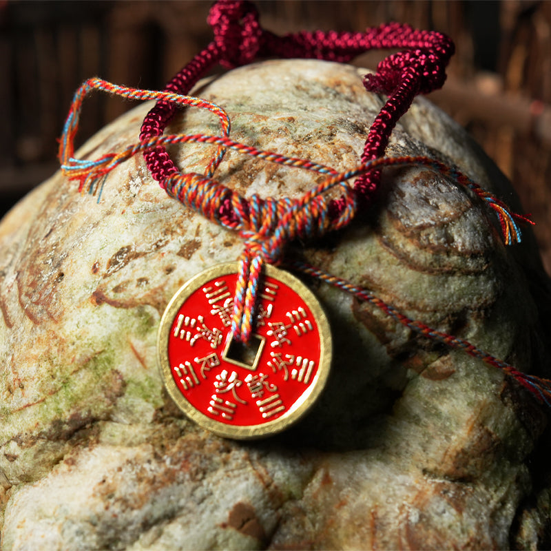 Zen Style Feng Shui Coin Bracelet Tai Chi Bagua Ancient Coin String Gift for Loved Ones