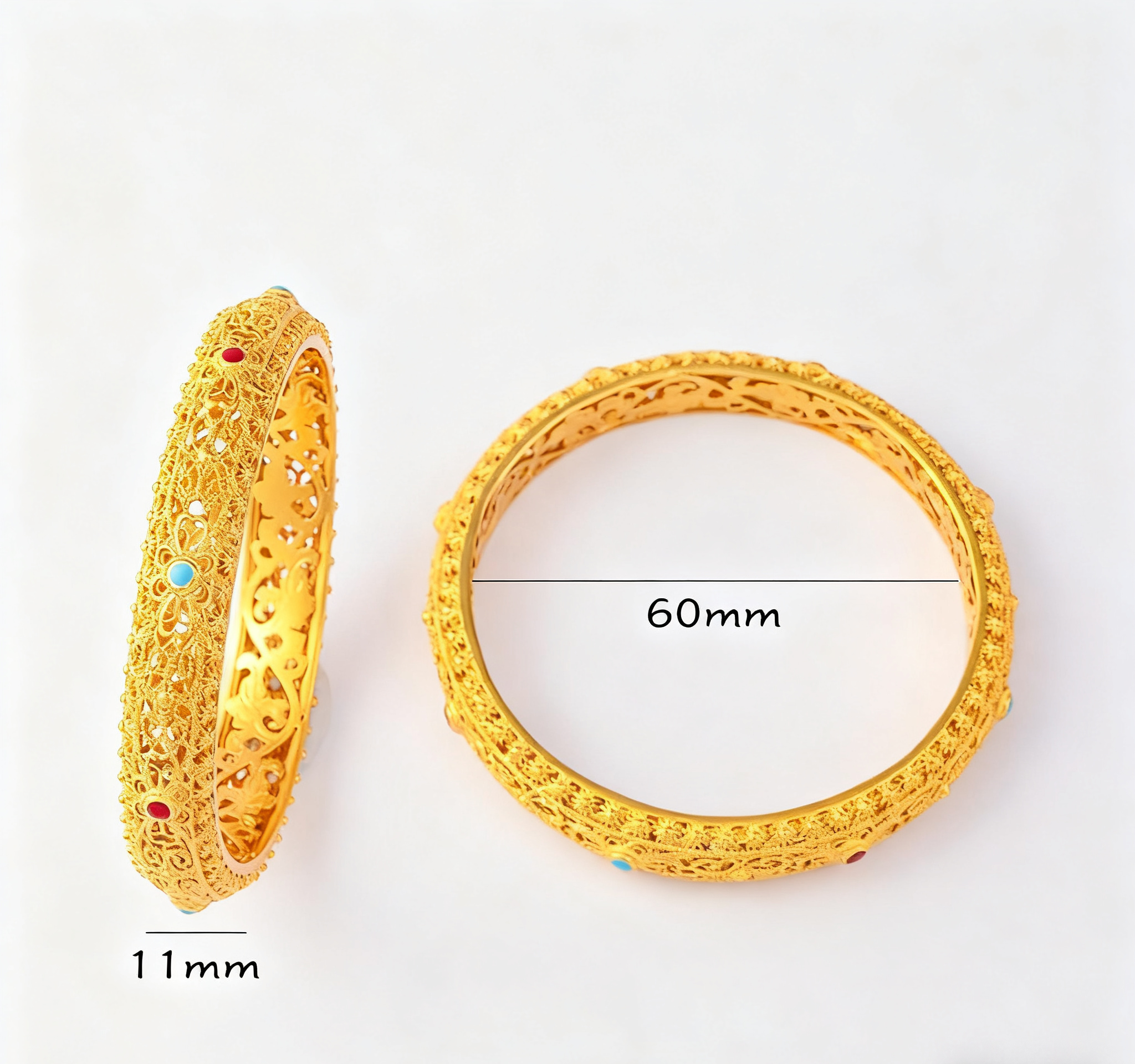 Letlt Dao Hollow Filigree Design Copper Plated Gold Wealth Bracelet Bangle Bracelet Vintage Palace Style Jewelry Gift