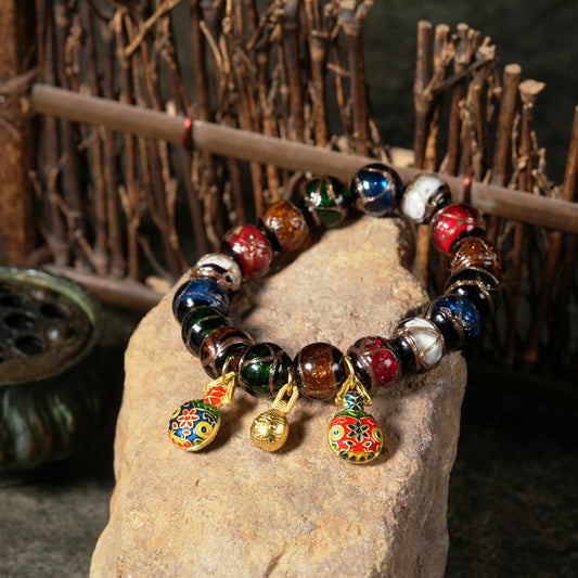 Letlt Dao Colorful Gold Swallowing Beast Liuli Glass Bead Luck Bracelet