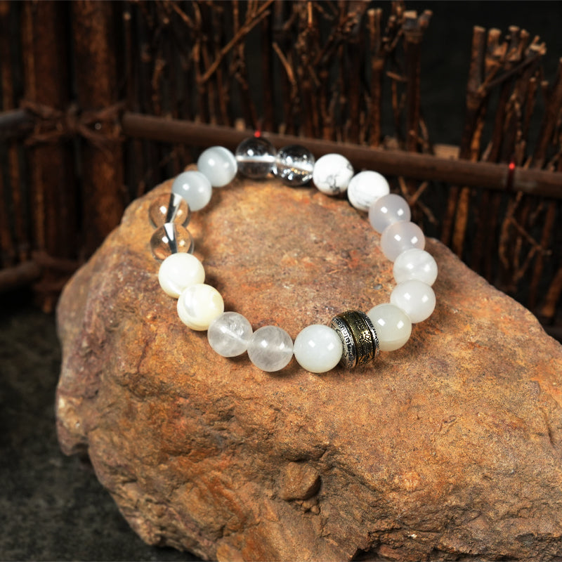 Buddha Stone Five Elements Gold & Wood & Water & Fire & Earth Crystal Lucky Bracelet