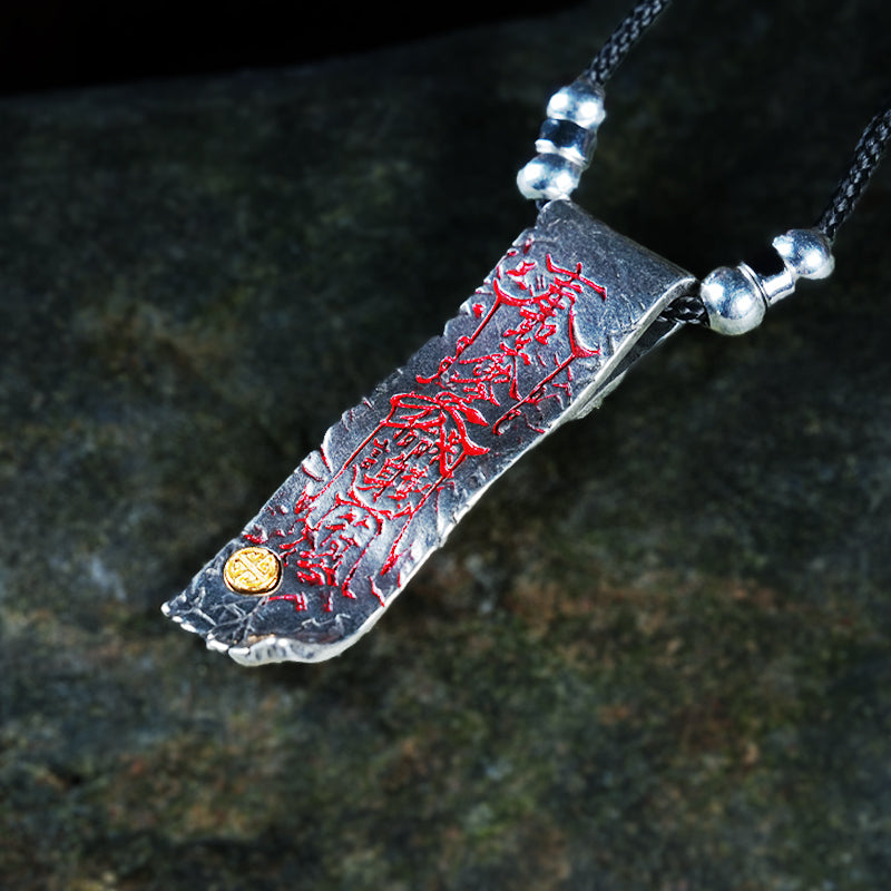 Taoist Imperial Decree Meditation Mantra Pendant Yin-Yang Bagua Body Protection Necklace