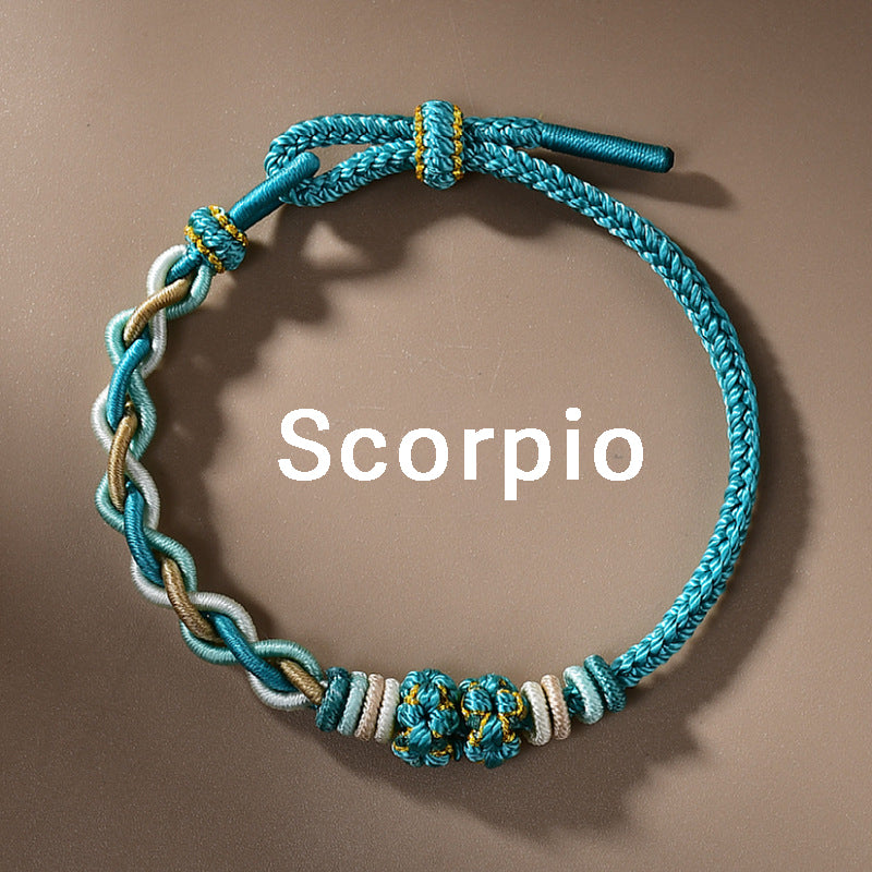 Letitdao 12 Zodiac Signs Handmade Macrame Red String Bracelet for Luck
