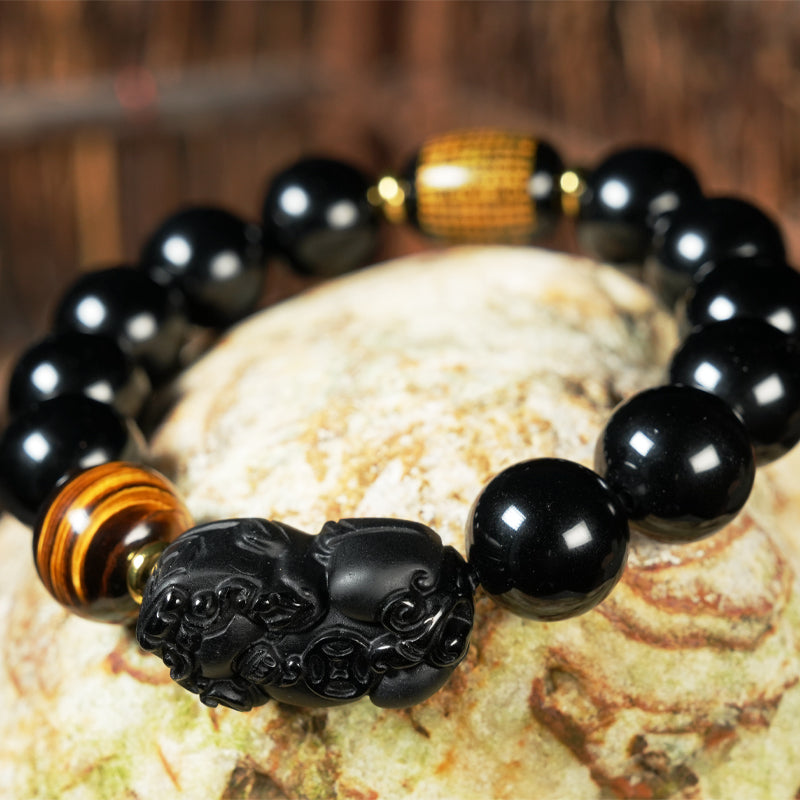 Letlt Dao FengShui PiXiu Obsidian Wealth Bracelet