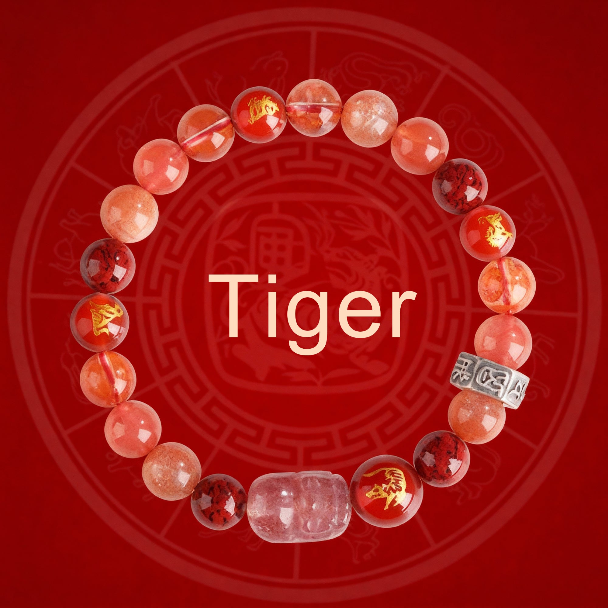 Zodiac Fortune Bracelet Adorned With Sacred Cinnabar & Natural Crystal & Legendary Pi Xiu