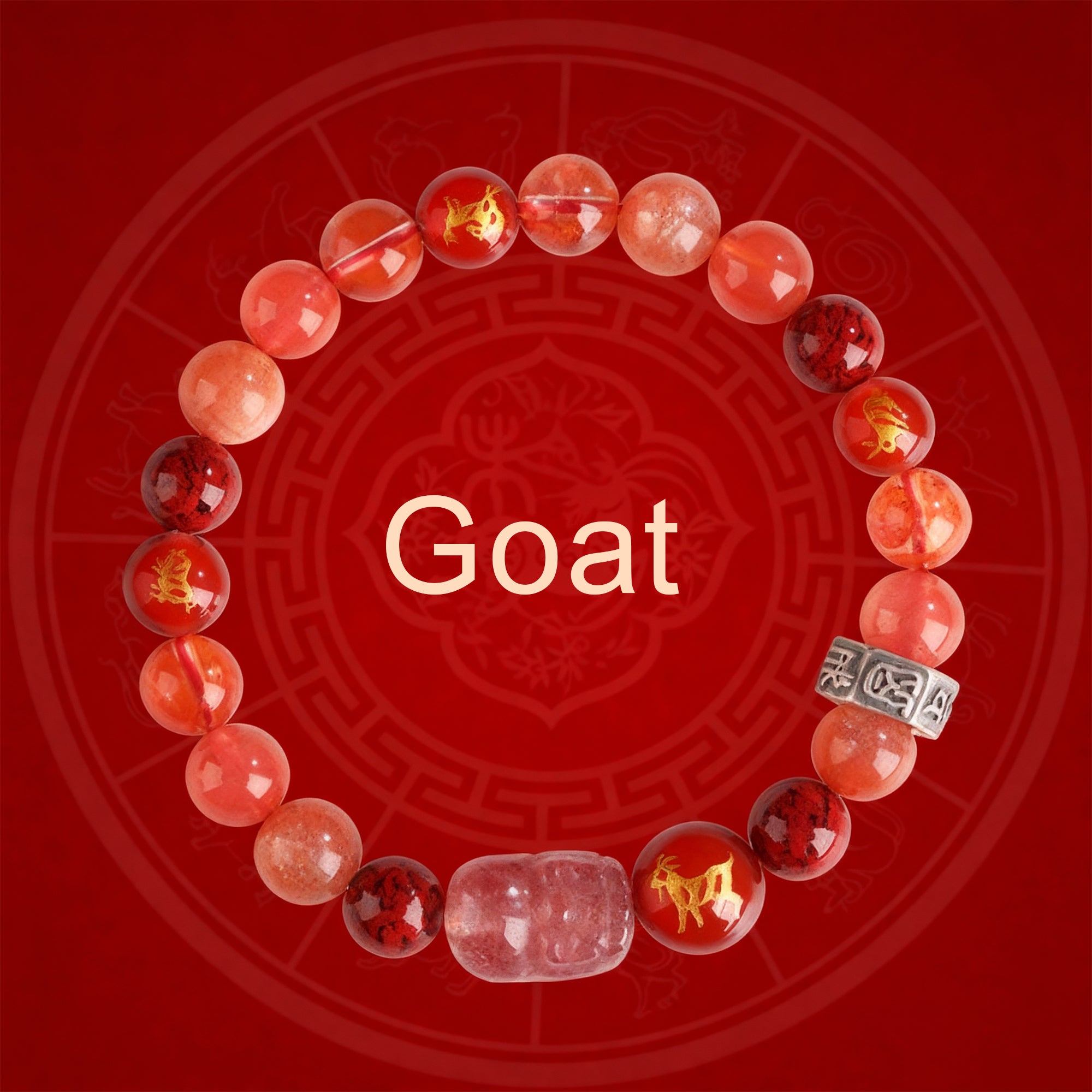 Zodiac Fortune Bracelet Adorned With Sacred Cinnabar & Natural Crystal & Legendary Pi Xiu