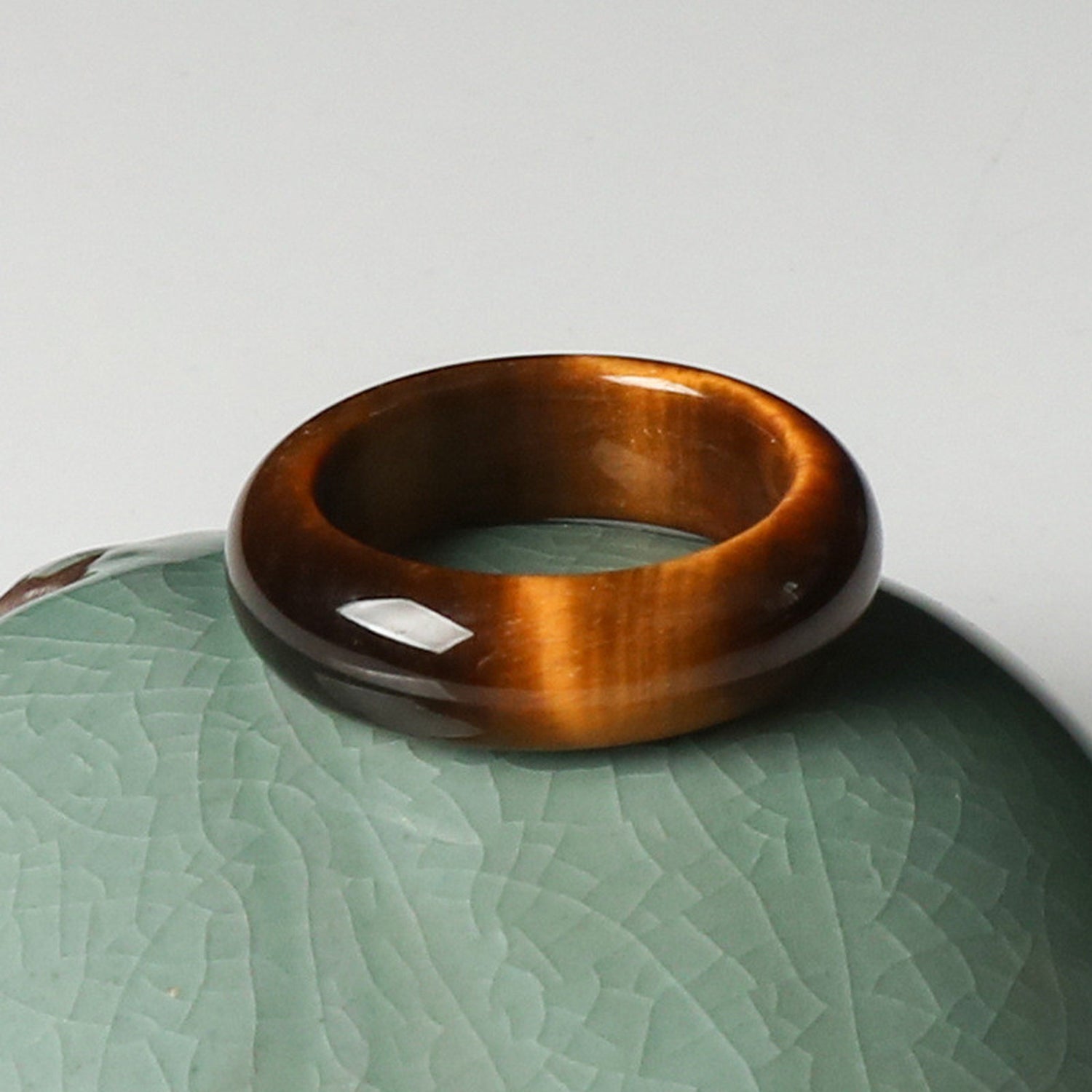 Letitdao Natural Tiger Eye Stone Fashion Energy Protection Ring