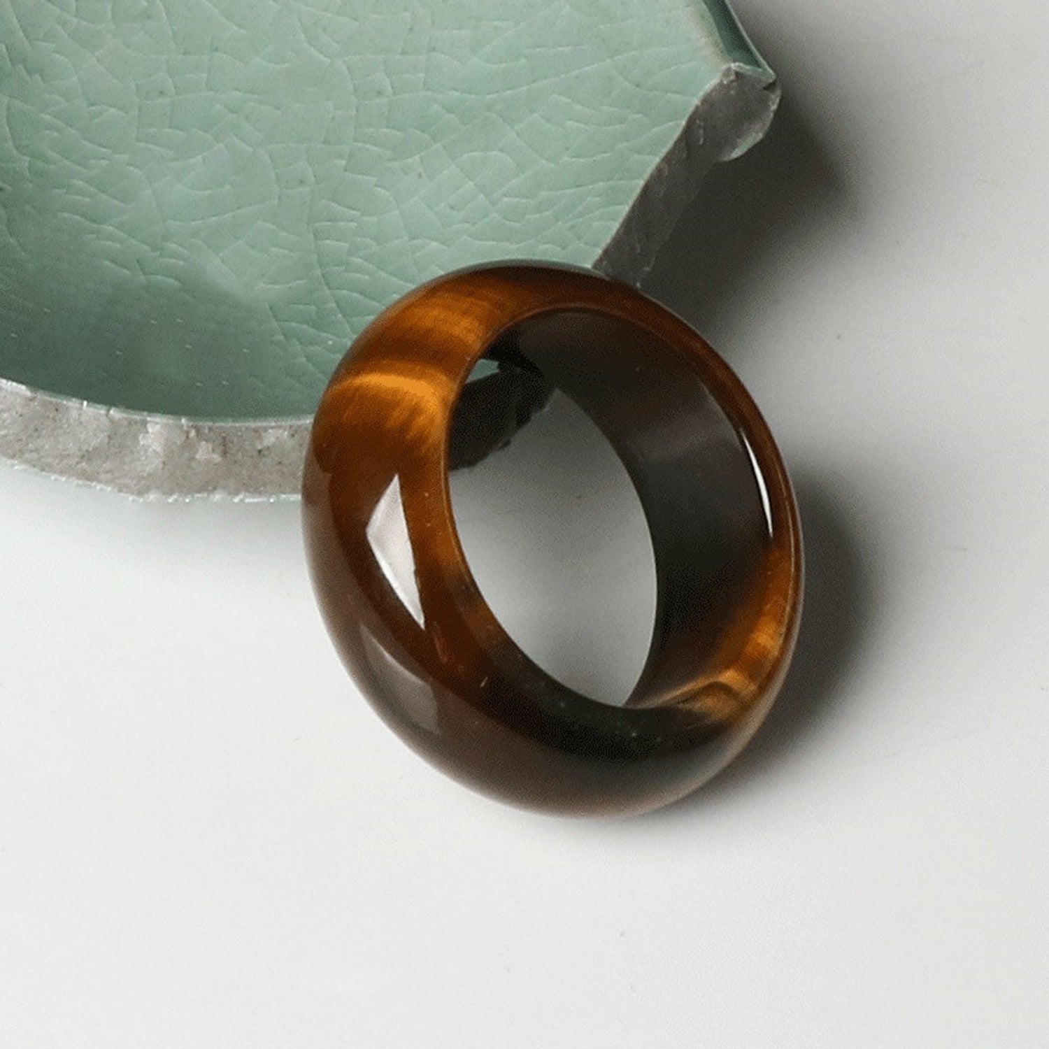 Letitdao Natural Tiger Eye Stone Fashion Energy Protection Ring