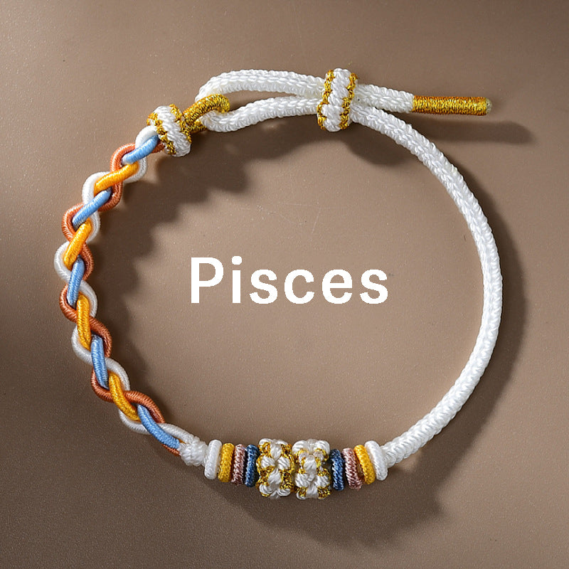 Letitdao 12 Zodiac Signs Handmade Macrame Red String Bracelet for Luck
