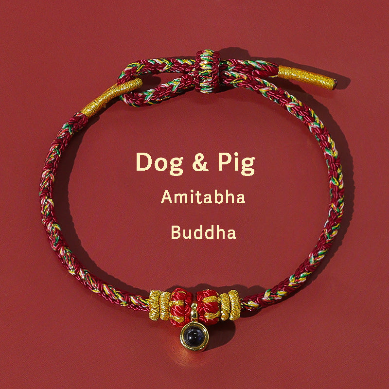 Letitdao Eight Guardian Gods Halo Bracelet Hand-Woven Zodiac Red Rope