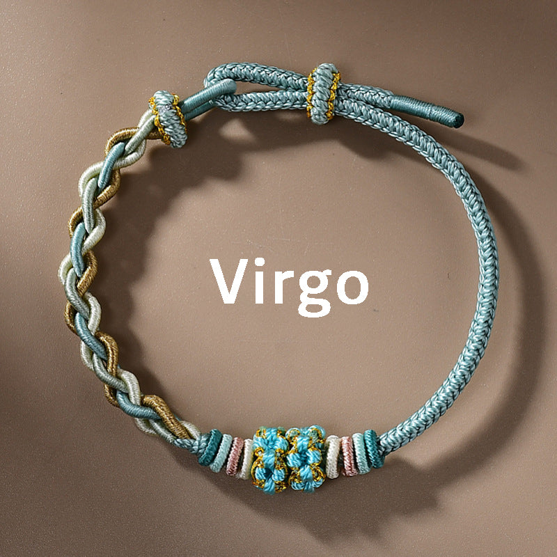 Letitdao 12 Zodiac Signs Handmade Macrame Red String Bracelet for Luck