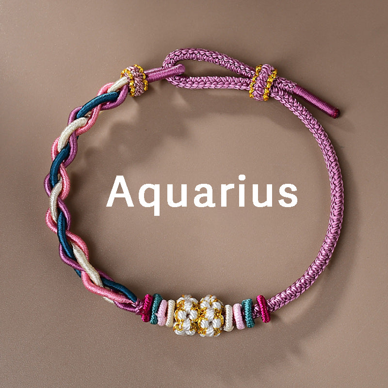 Letitdao 12 Zodiac Signs Handmade Macrame Red String Bracelet for Luck