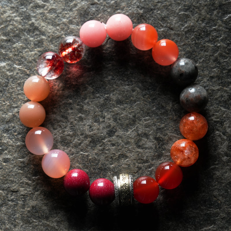 Buddha Stone Five Elements Gold & Wood & Water & Fire & Earth Crystal Lucky Bracelet