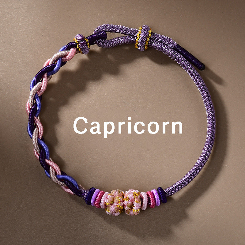 Letitdao 12 Zodiac Signs Handmade Macrame Red String Bracelet for Luck