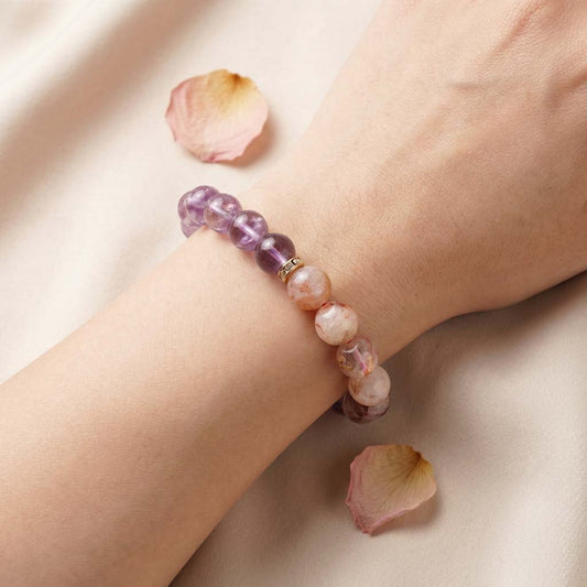 Letitdao Luck Stone Bracelet Ametrine (Purple & Yellow) For Wealth & Balancing Energy