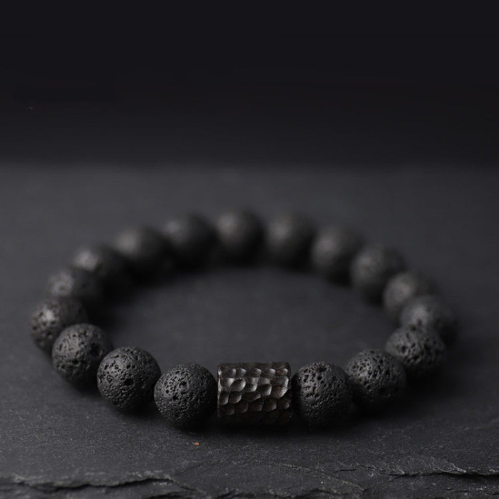 Letitdao Lava Rock Ebony Wood Tiger Eye Support Healing Bracelet