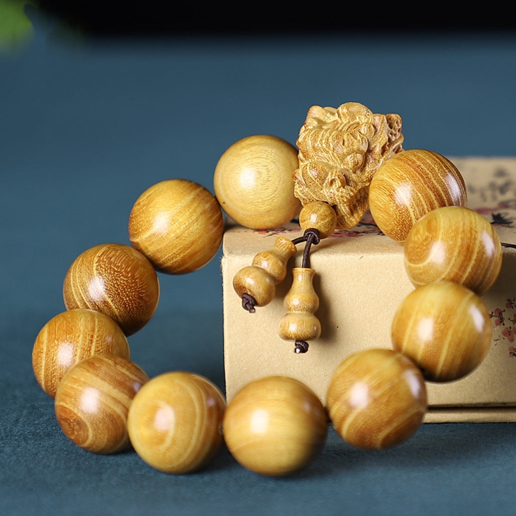 Letitdao Sandalwood & Red Sandalwood & Green Sandalwood & Huanghuali Buddhist Bead Bracelet