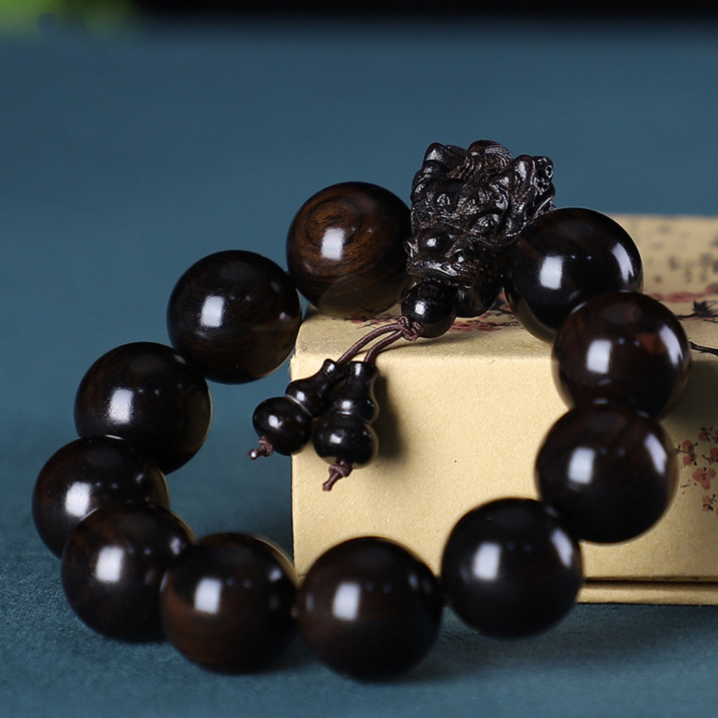 Letitdao Sandalwood & Red Sandalwood & Green Sandalwood & Huanghuali Buddhist Bead Bracelet