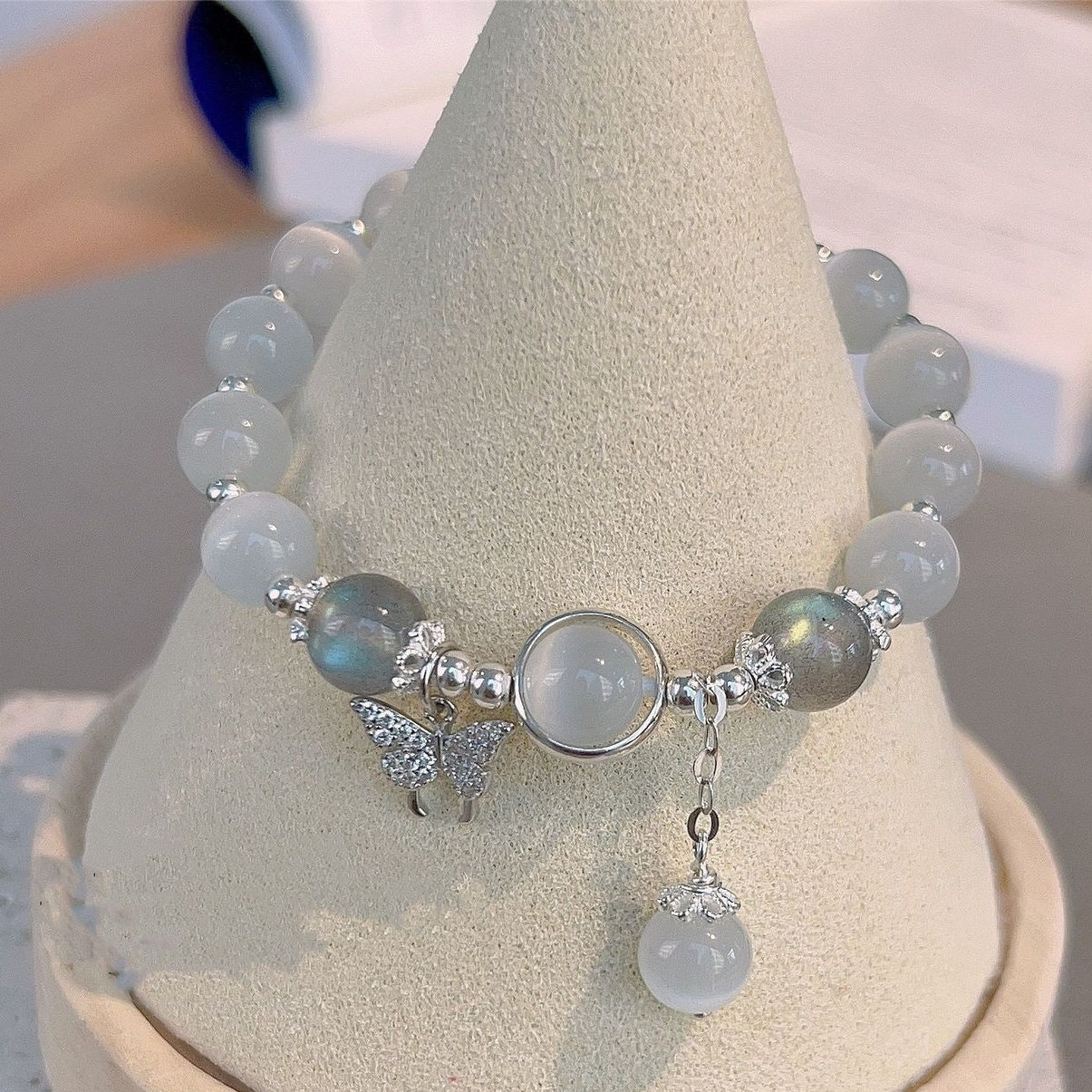 Letitdao Cat's Eye Crystal Bow Bracelet