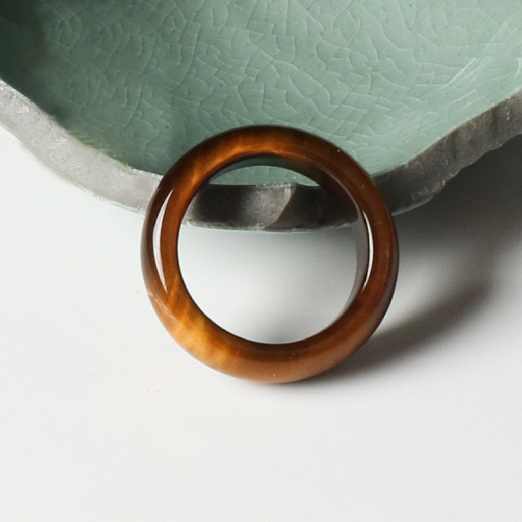Letitdao Natural Tiger Eye Stone Fashion Energy Protection Ring