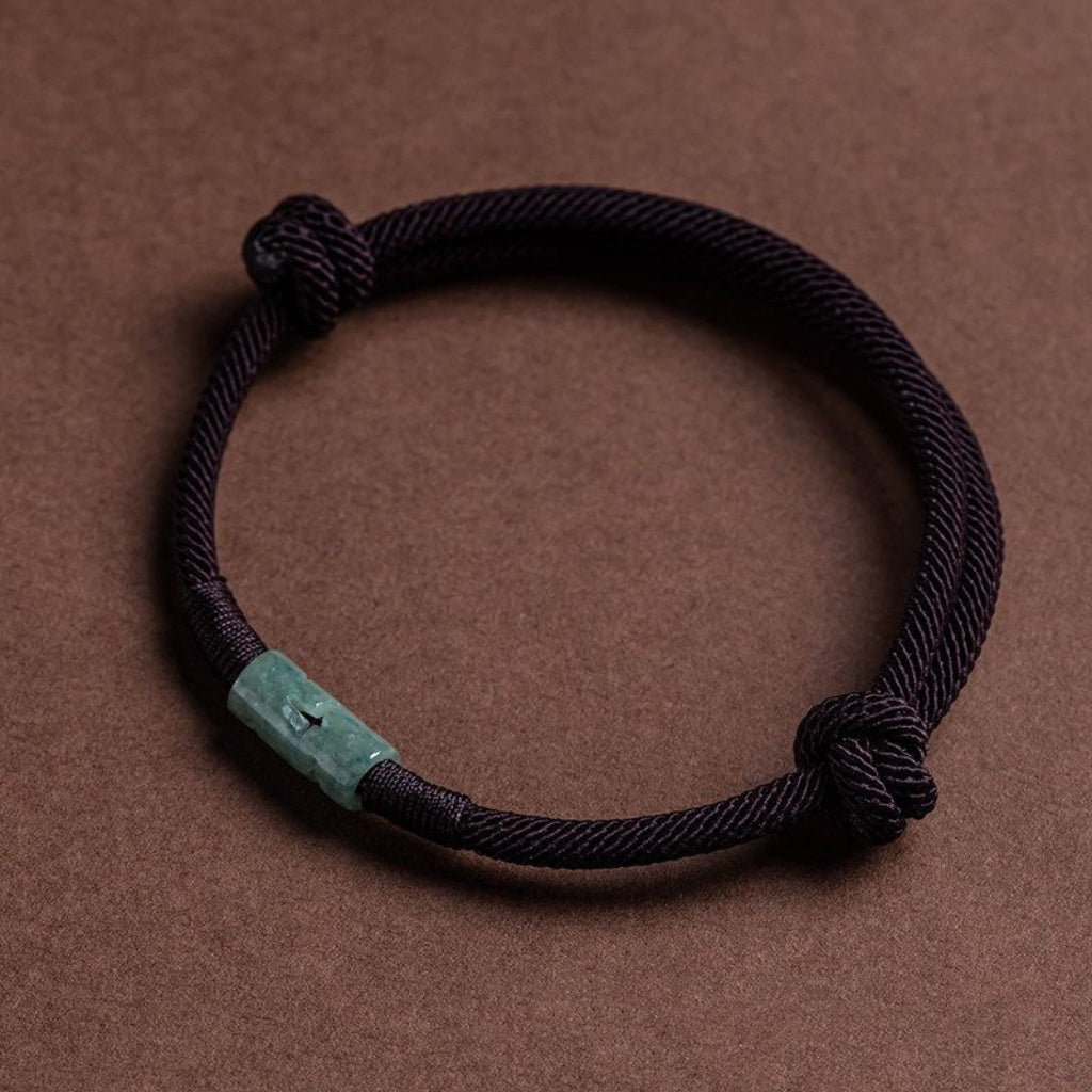 Letitdao Hand-Woven Love Knot & Jade Red Rope Bracelet