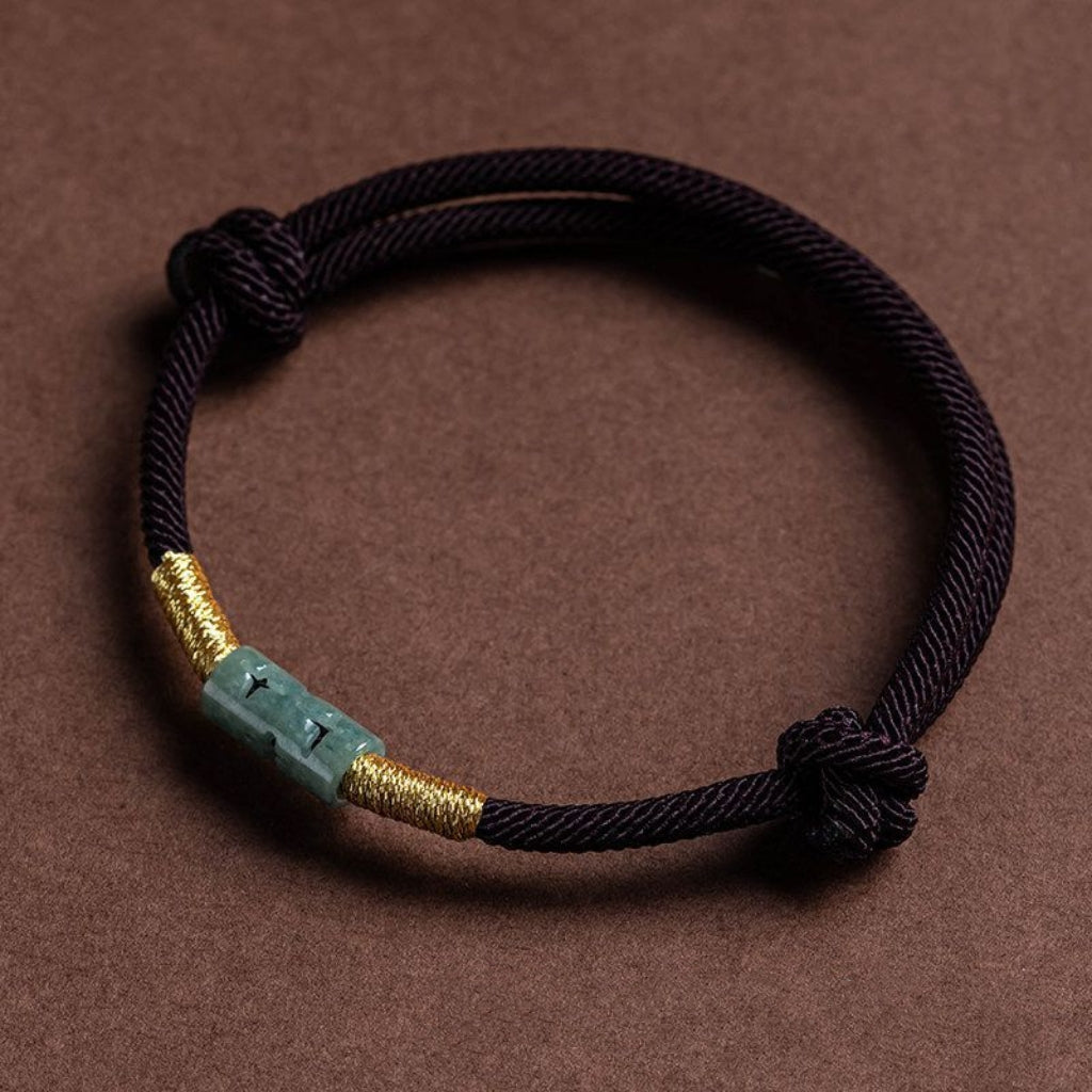 Letitdao Hand-Woven Love Knot & Jade Red Rope Bracelet
