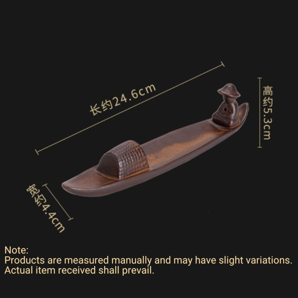 Letitdao A Lonely Fisherman Afloat Ceramic Healing Incense Burner