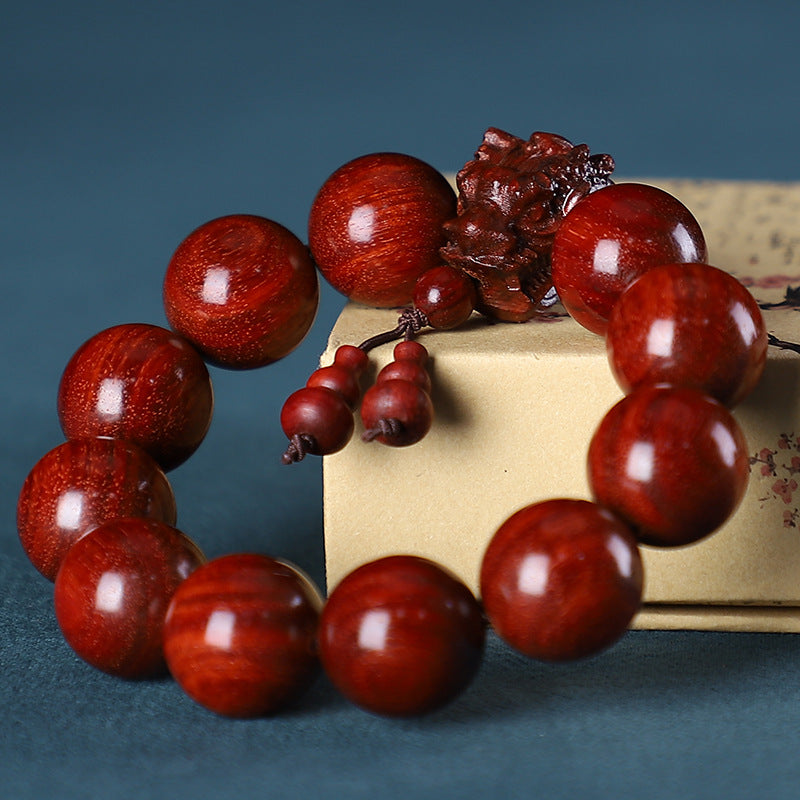 Letitdao Sandalwood & Red Sandalwood & Green Sandalwood & Huanghuali Buddhist Bead Bracelet