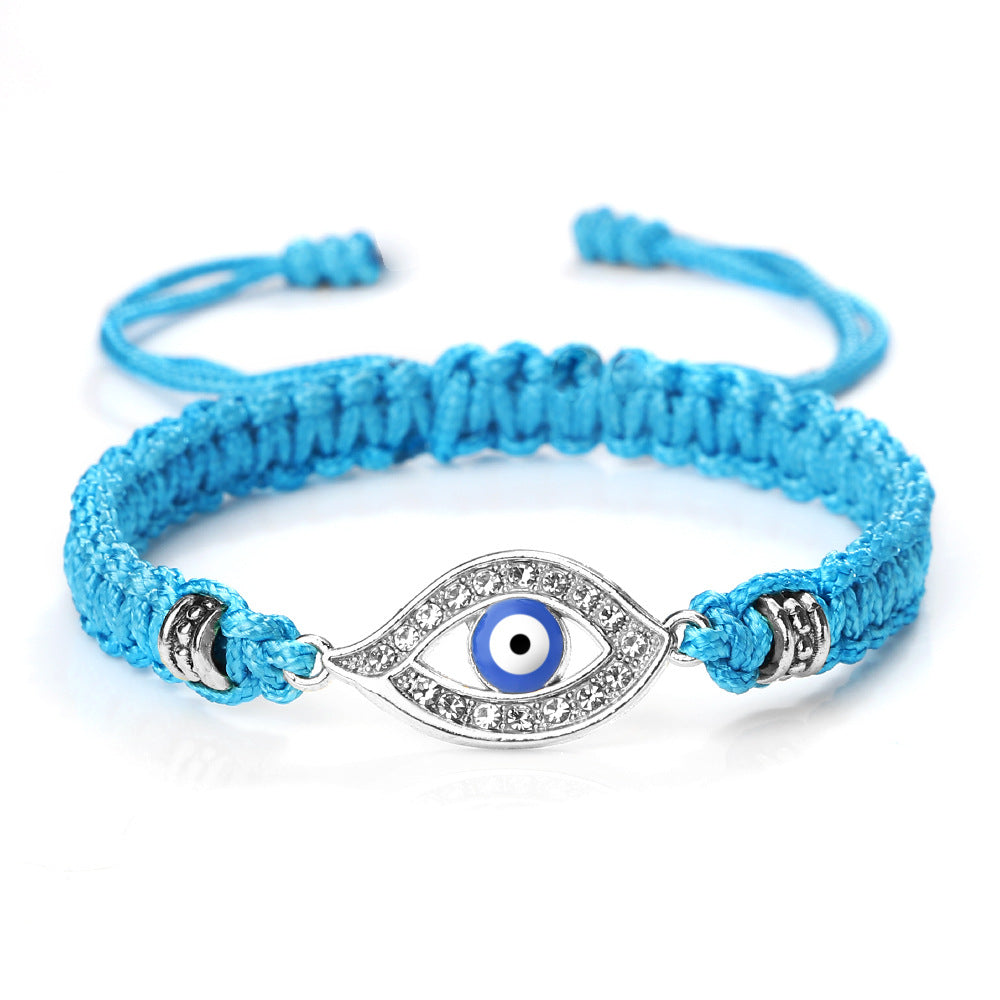 Letitdao Blue Diamond Devil Eye Red Rope Hand-Woven Bracelet