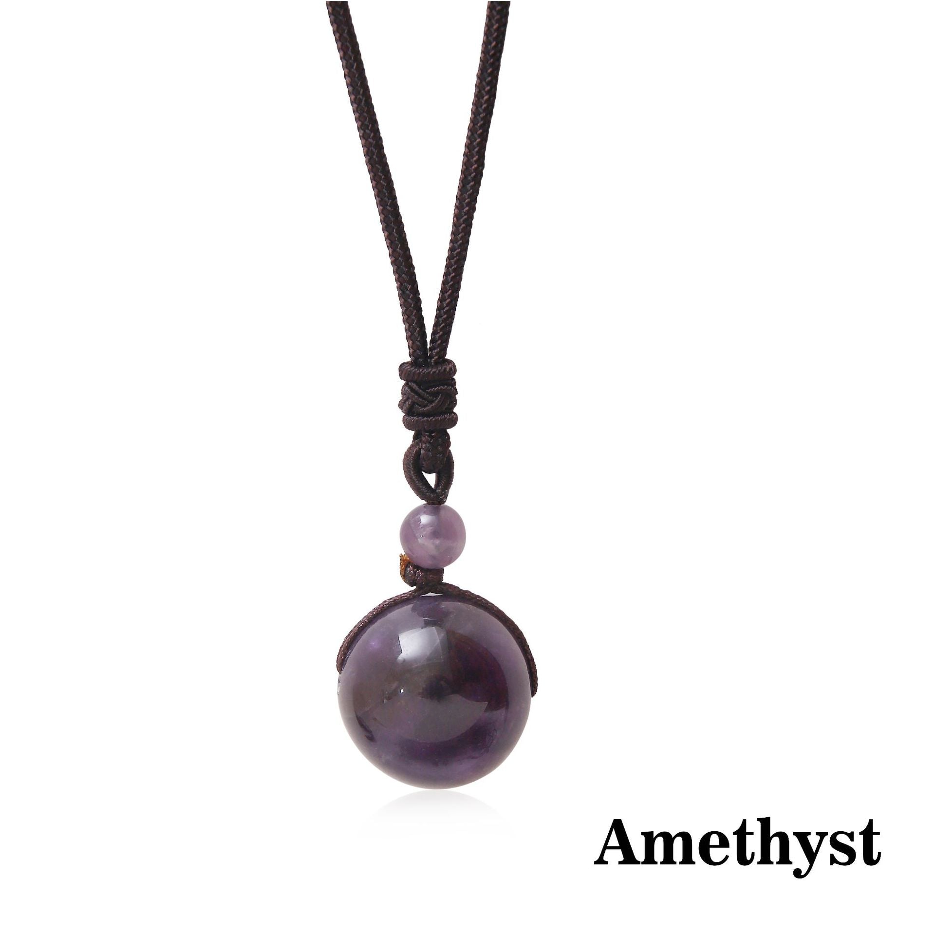 Letitdao Natural Stone & Obsidian Round Beads Lucky Necklace