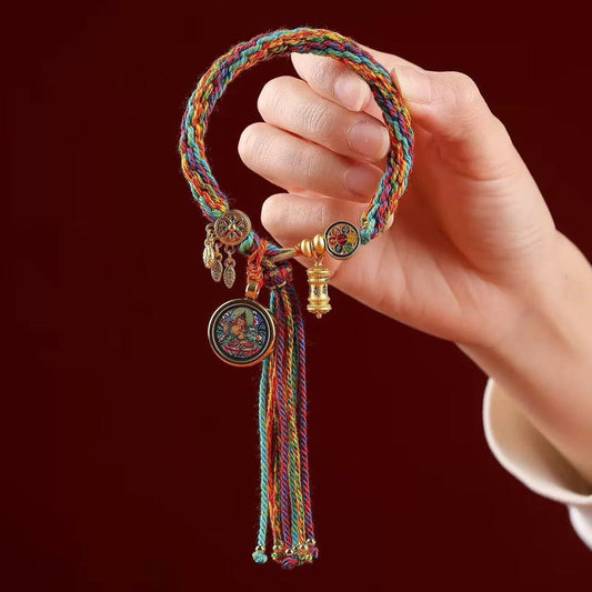 Letitdao Sacred Tibetan Red String Bracelet Hand-Painted Thakra Beads for Energetic Protection & Mindful Blessings Spiritual Guardian Gift