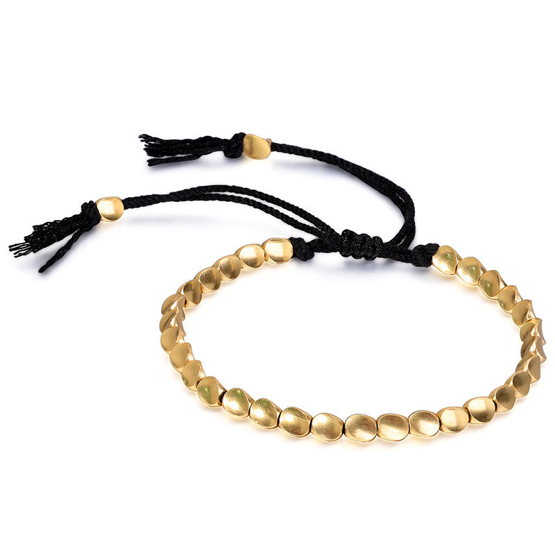 Letitdao Mindfulness Balanc Energy Healing Lucky Wealth Bracelet Tibetan Copper Beads Healing Luck Bracelet