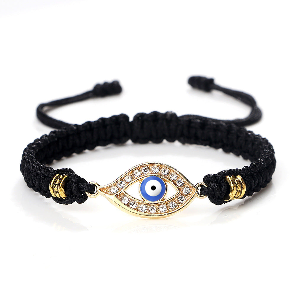 Letitdao Blue Diamond Devil Eye Red Rope Hand-Woven Bracelet