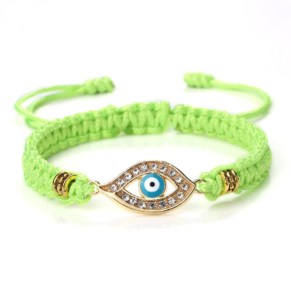 Letitdao Blue Diamond Devil Eye Red Rope Hand-Woven Bracelet