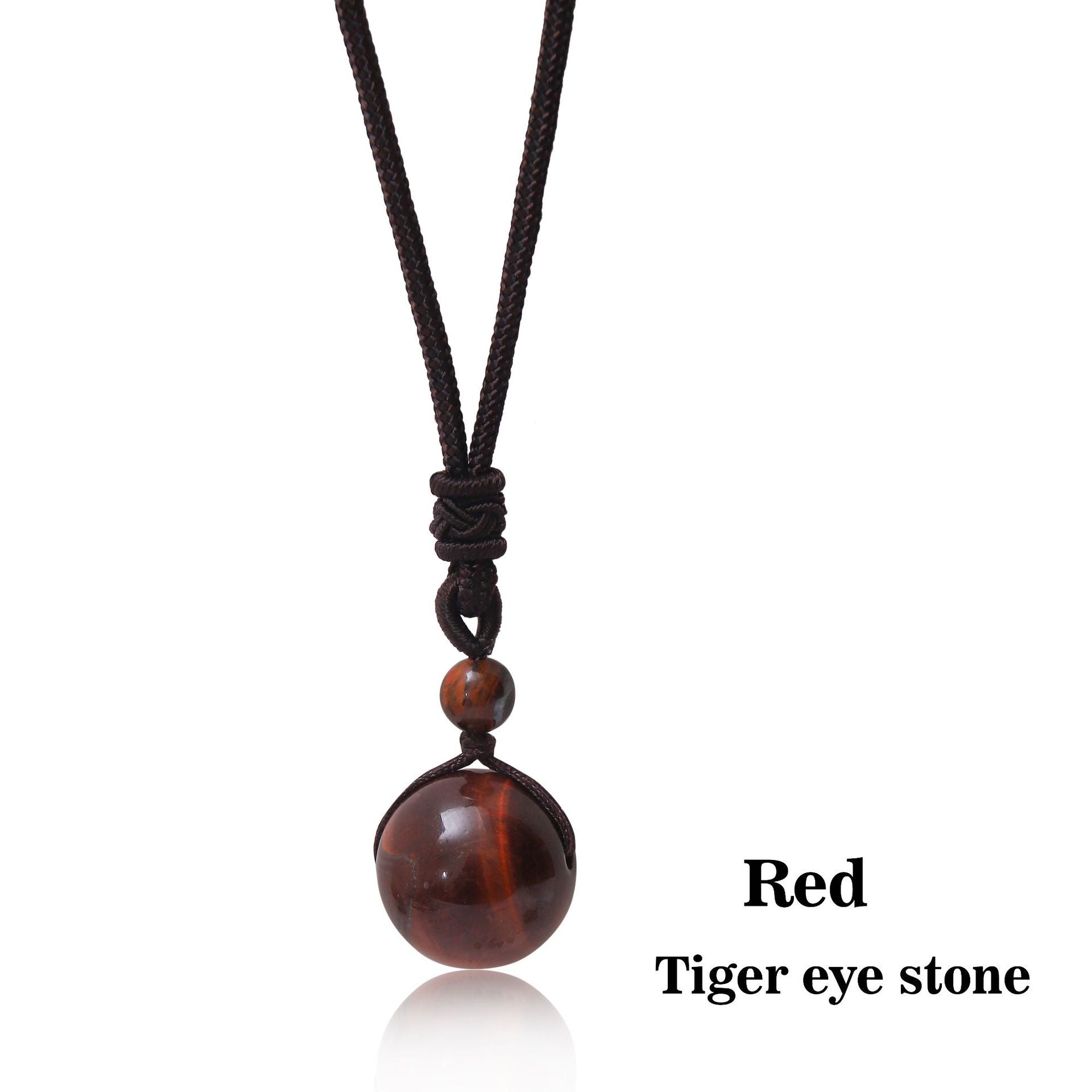 Letitdao Natural Stone & Obsidian Round Beads Lucky Necklace