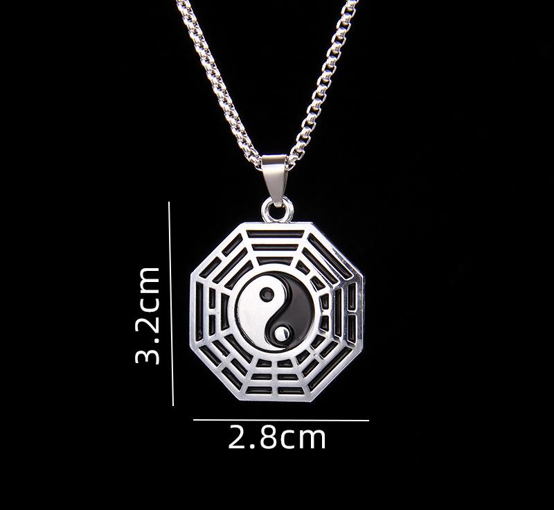 Yin-Yang Tai Chi Bagua Necklace Stainless Steel Pendant For Husband & Boyfriend