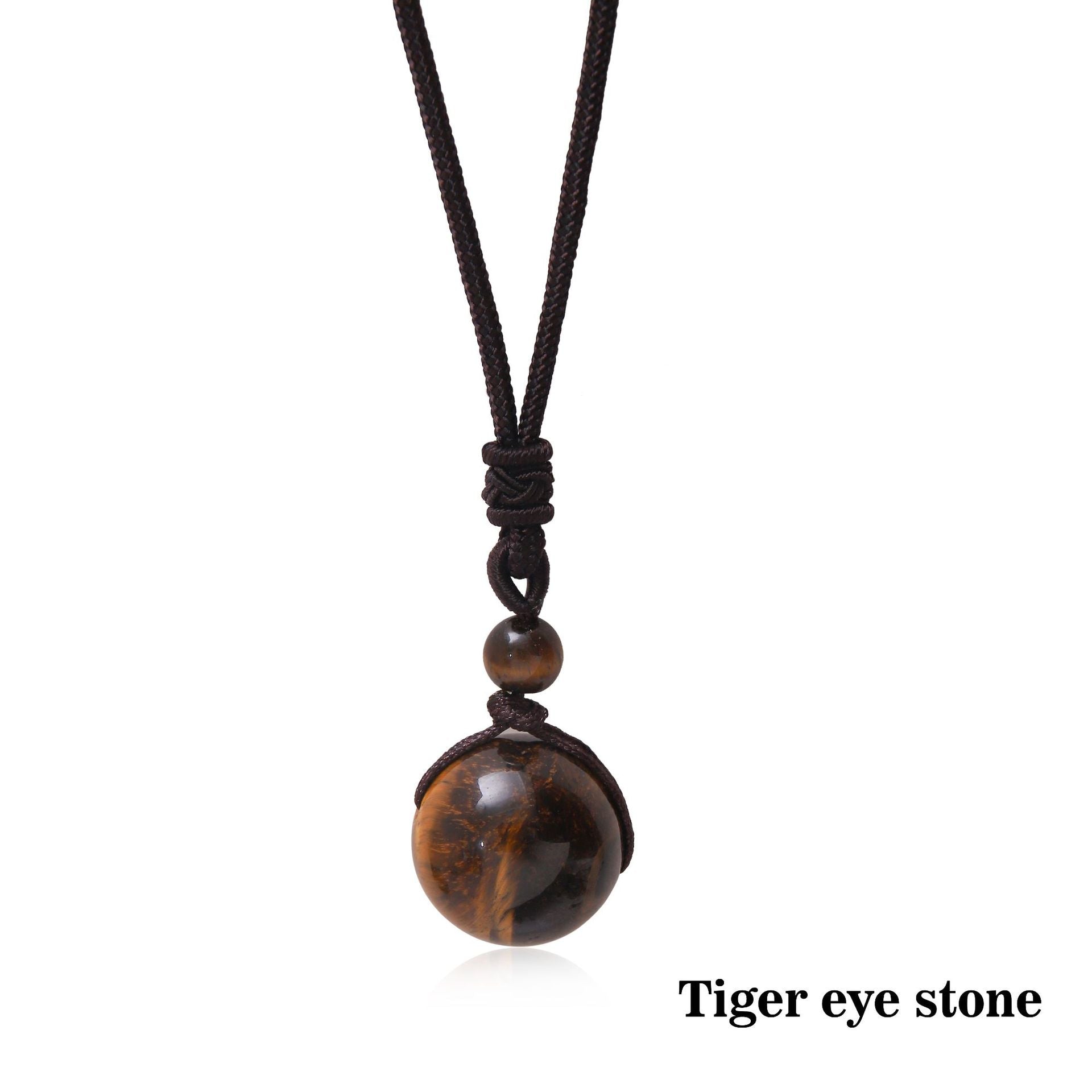 Letitdao Natural Stone & Obsidian Round Beads Lucky Necklace